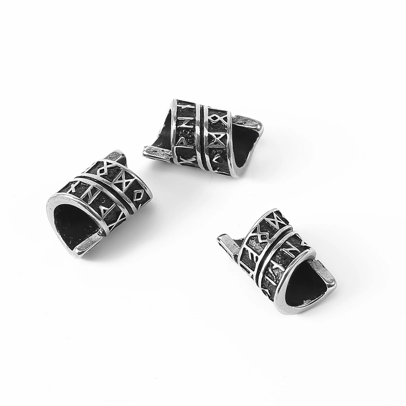 Nordic Souvenirs Stainless Steel Viking Jewelry Norse Rune Beard Bead