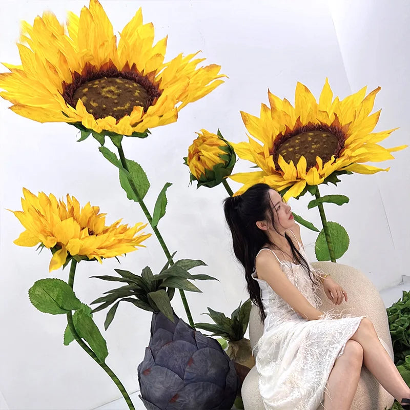 O-Z005 Custom Giant Flowers Shop Window Display Props Large Sun Flower Giant Paper Flowers Standing for Wedding Shop Decoration