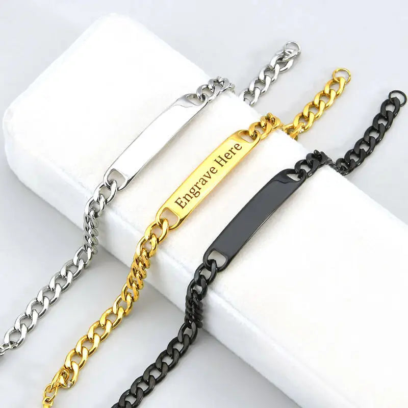 OUYA Custom Engraved Name Letter Date Bracelets Women Men  Adjustable Bangles for Boys Girls Kids 2023 Stainless Steel Jewelry