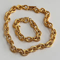 Chunky Chain Link Necklace for Women Oversized Link Chain Bracelets 18k Gold Plated Stainless Steel Chain Necklace