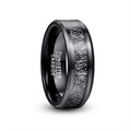 POYA Wholesale Meteorite Inlay Tungsten Ring 8mm Flat Beveled Edge Mens Wedding Band