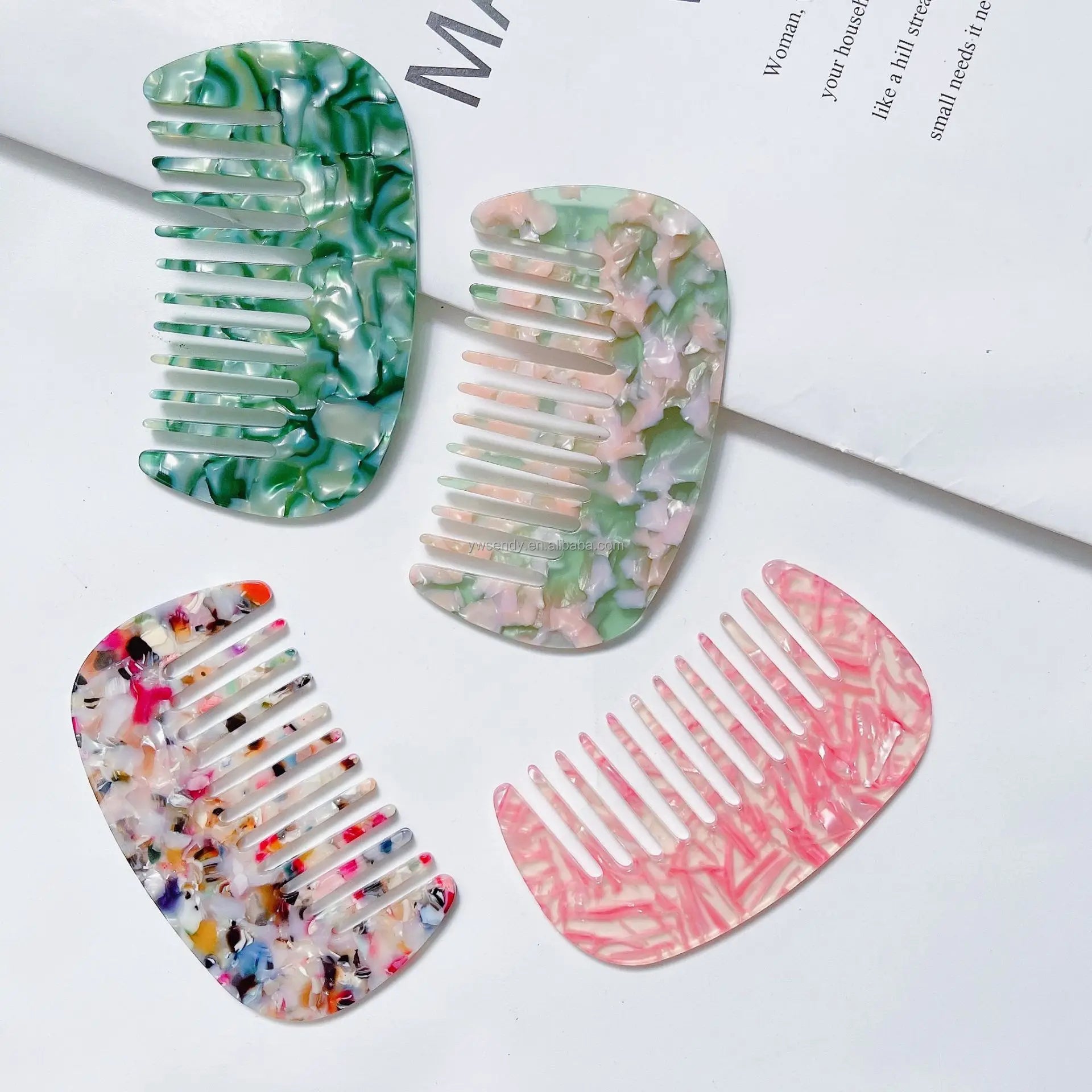 Vintage Leopard Print Cellulose Acetate Combs Custom Wholesale Hair Styling Tools 10cm Hair Combs for Women