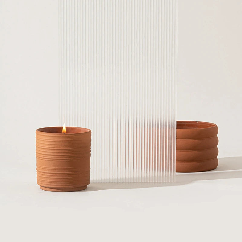 Custom Logo Wholesale Eco-friendly Handmade Terracotta Oil Lamp Luxury Ceramic Cylinder for Christmas Home Decoration