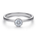 Classic Solitaire Rings Round Cut Accent Stones Rhodium Plated Thick 18K Gold Plated 925 Sterling Silver Engagement Wedding Ring
