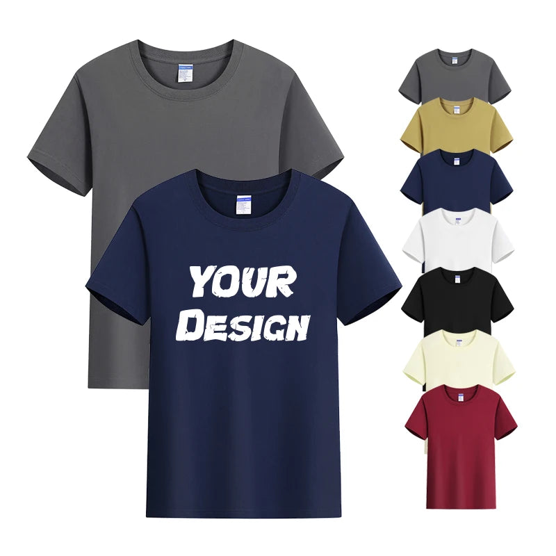 Wholesale 220G Heavyweight 100% Cotton Round Neck T-Shirt Custom Silk Screen Printing Design Blank Men's Oversized Tshirt