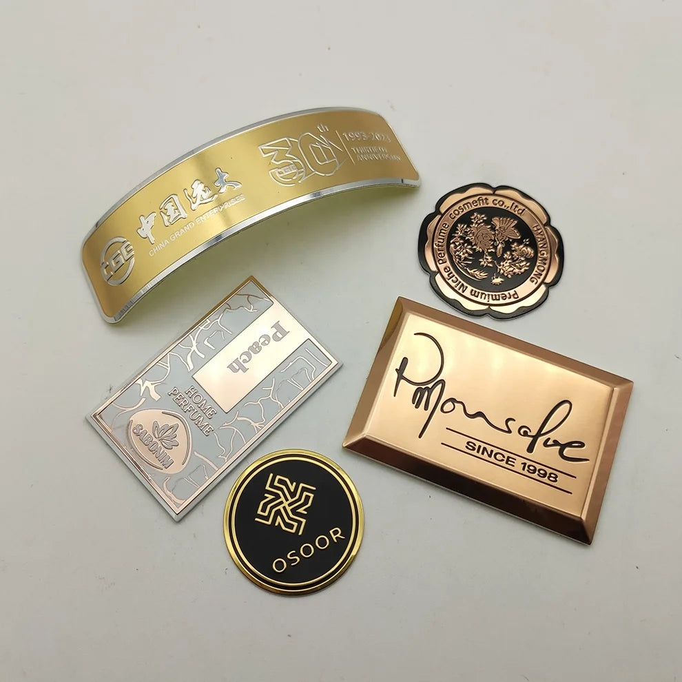 Aluminium Metal Embossed Logo Perfume Labels Custom Designs Cosmetics Package Decal Metal Sticker for Fragrance Glass Bottle