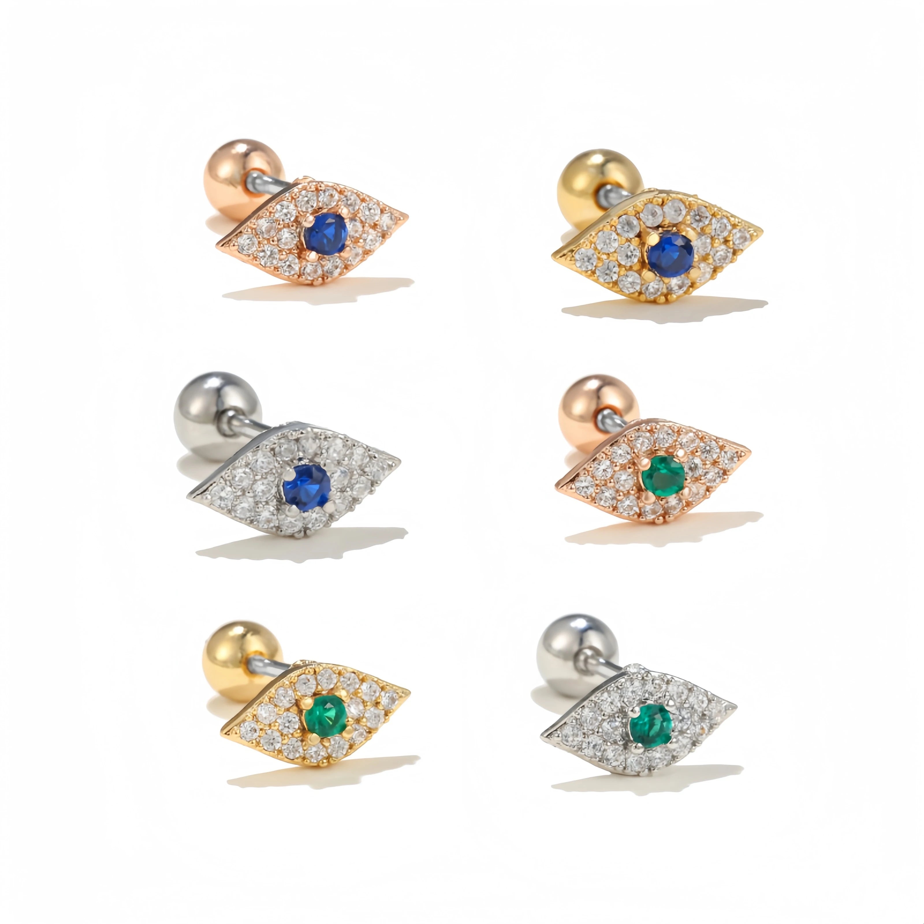 Cz Gold Studs Earrings Stud Earrings Eyelet Mini Beads
