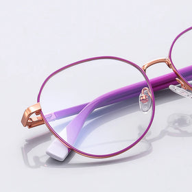 Classic Anti-Blue Light Metal Prescription Eyeglasses Frames Geometric Style Unisex Diamond Computer Users Eye Glasses Women