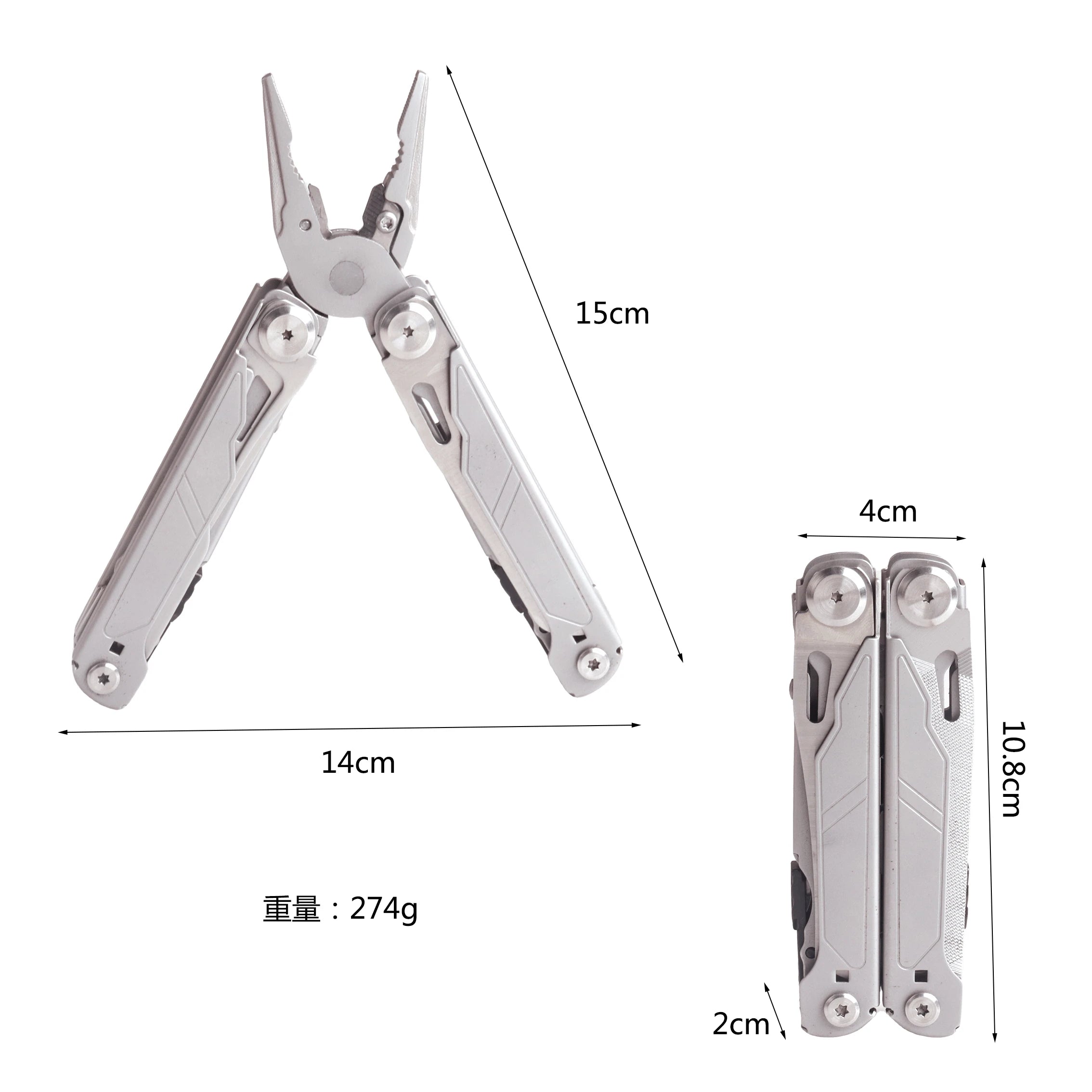 Industrial OEM Multi-Tool Pliers Camping Spring-Action Lockable Blades Bottle Opener Screwdriver Saw Scissors Stainless Steel