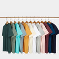 RNSHANGER Custom Logo 300g Heavy Cotton Summer T Shirt Men Fashion Short Sleeve Solid Color Tee Street Breathable Male Tshirt