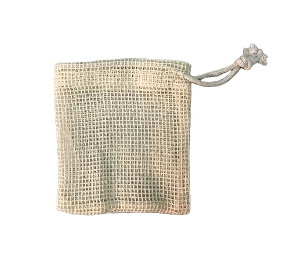 Natural Cotton Wash Cloth Mesh Soap Saver Bag