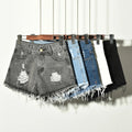 S-6XL Summer Women's Fat MM Denim Shorts Perforated Elastic Large Women's Denim Shorts