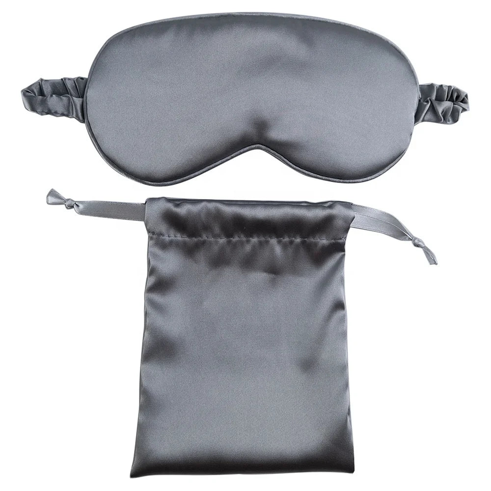 Satin Silky Eye Mask Set Night Sleeping Travel Nap Eye Cover with Travel Pouch