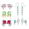 Heart and Star Crystal Stud Earrings Authentic 925 Sterling Silver for Girl Mermaid Ear Stud for Women Fashion Jewelry Accessory