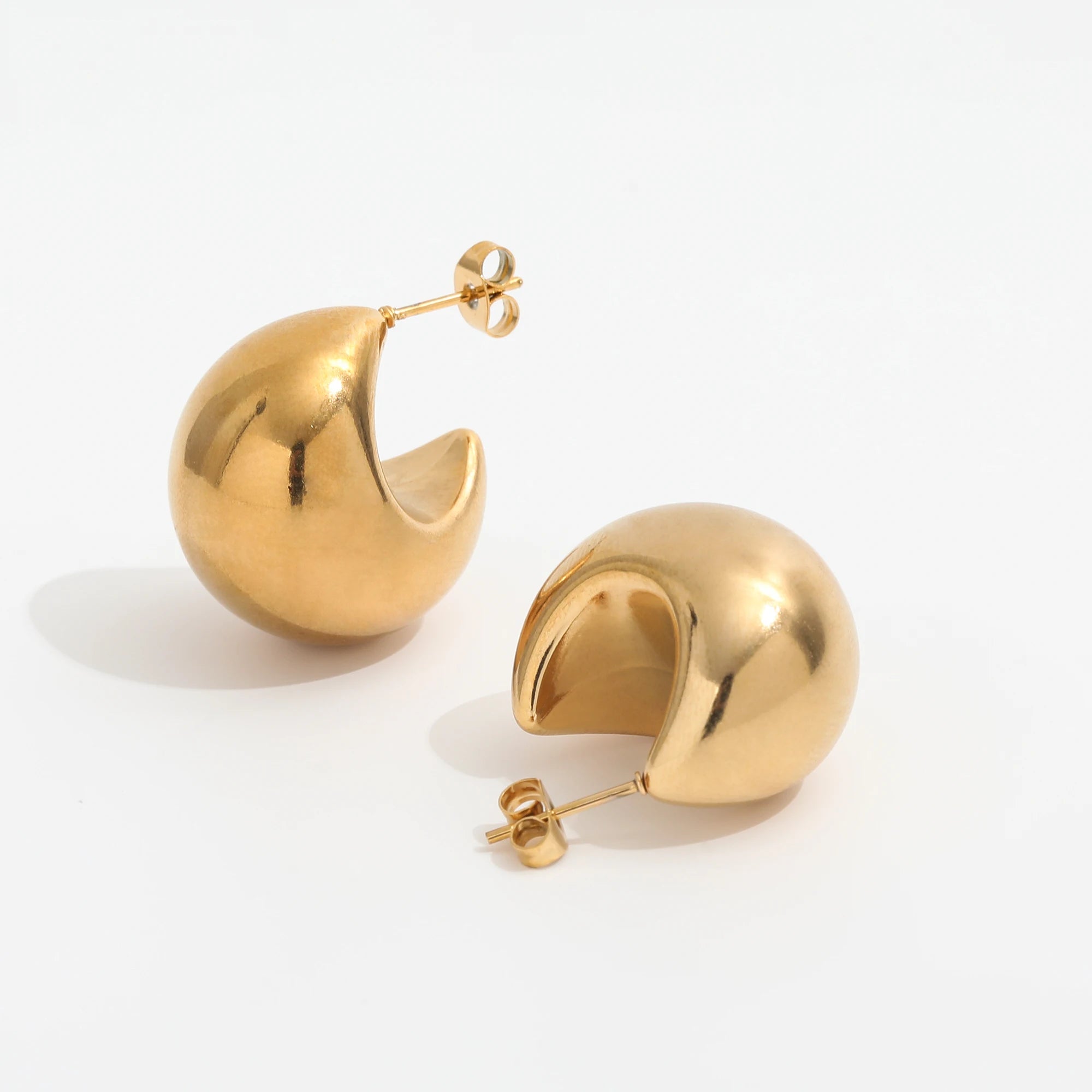 JOOLIM Jewelry PVD  Gold Plated Hollow Chunky  Stainless Steel Hoop Earring for Women
