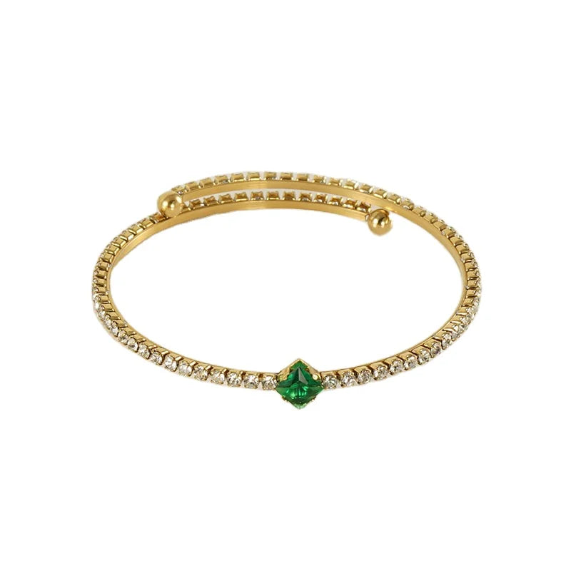 New Fashion Jewelry Stainless Steel 18K Gold Plated  Unique Design Full Zircon Hypoallergenic Stock Wholesale Bangle for Women