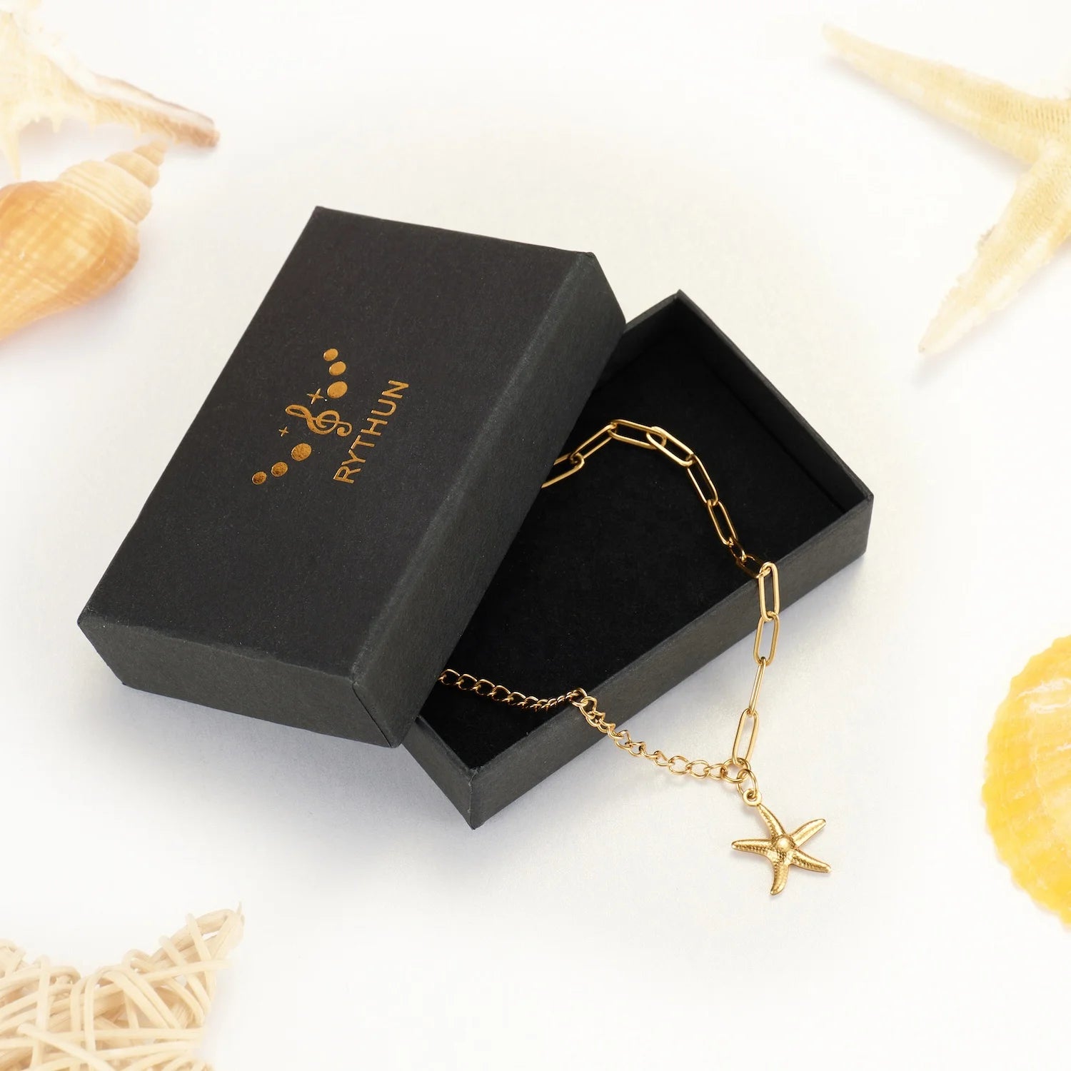 18K Gold Plated Stainless Steel Anklet Women's Foot Jewelry with Rudder Anchor Starfish Shell Accessories