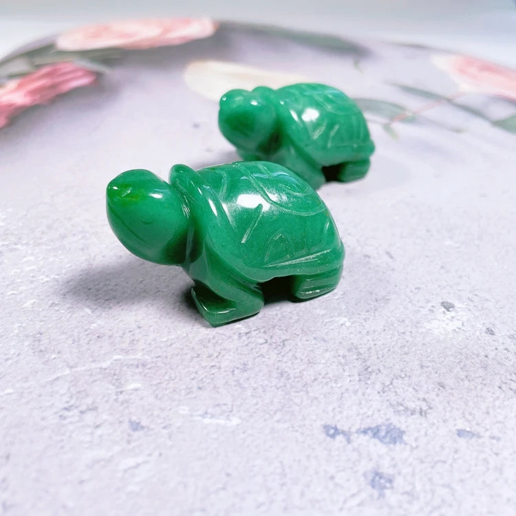 Hongzhuo Natural Green Aventurine Jade Turtle Crystal Carving Animals Healing Gift Crafts