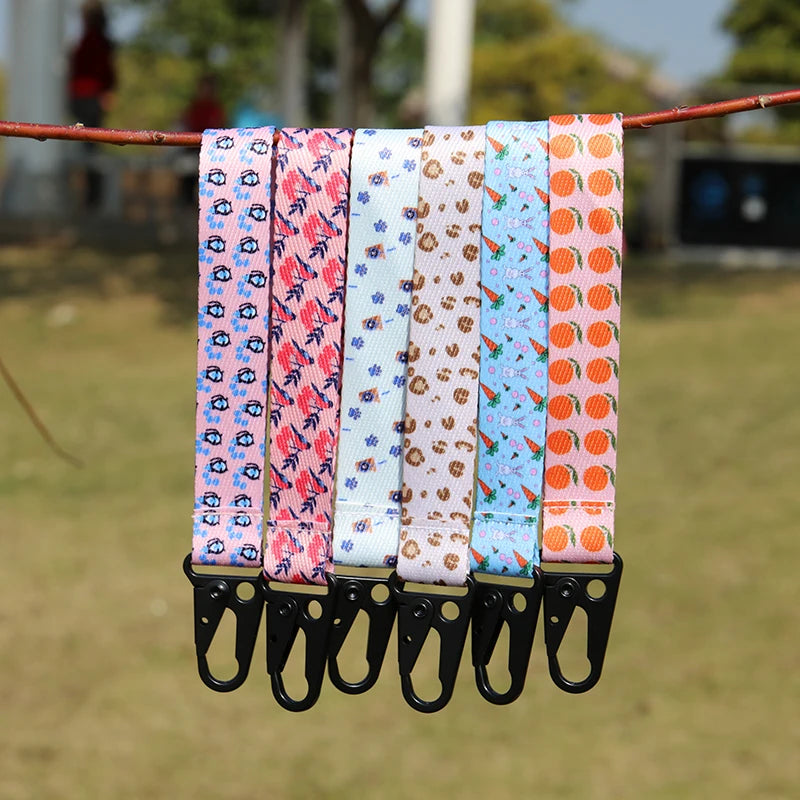Custom Logo Printed Hand Wrist Wristlet Lanyard Short Strap Key Chain Keychain Lanyard Short With Eagle Mouth Buckle
