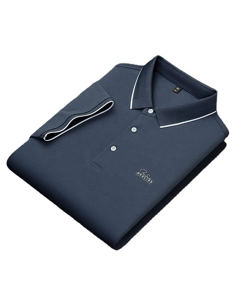 Men's Solid Embroidered Short Sleeve T-Shirt Anti-Pilling Blank Design Casual Polyester/Cotton 200g