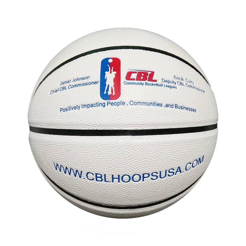 Customized Basketball White Leather Black Channel Durable Butyl Bladder 620g Customized Size Customized Design Football Training