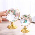 Customized Printing World Map Rotating Glass Crystal Globe with World Map Metal Base for Home Office Table Desk Decoration