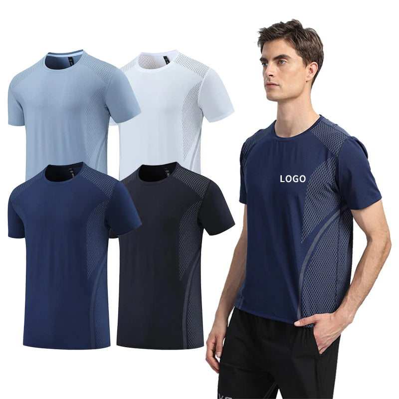 Wholesale Custom Men's Fitness Dry Gym Fit Plain T-Shirts Summer Active Wear With Printed Running Motif Knitted Fabric for Boys