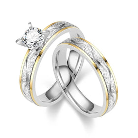 2025 Trendy Unisex Gold Plated Titanium Steel Polished Stainless Steel Rings Diamond Rings Couple Rings for Men or Women