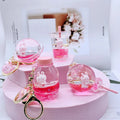 Cute White Rabbit Pink Series Bracelet Keychain Accessories Pink Oil Liquid Peach Keychain for Girls
