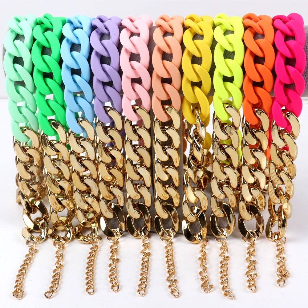 Wholesale 2024 Colored Frosted Choker Glamour Party Jewelry Women Gold Link Fashion Jewelry Acrylic Necklace for Women Girls