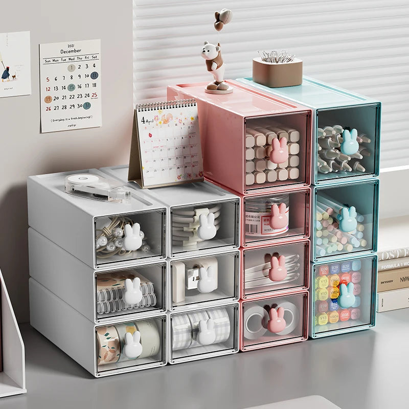 Wholesale Multi-purpose Drawer Box Desktop Sundries Organizer Student Stationery Plastic Storage Box Cosmetics Storage