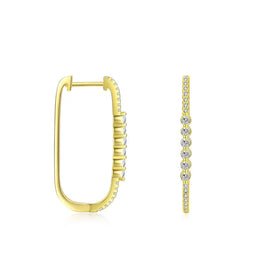 Fashion Popular Cool Style square Earrings 925 Sterling Silver Gold-plated Zircon Exaggerated U-shaped Big Hoop Earrings
