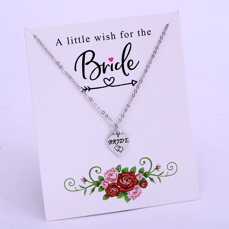 Necklace Gift for Her Engagement Wedding Gift for Bride Bridesmaid Maid of Honor Flower Girl Heart Jewelry Necklace