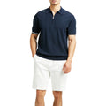 Shinesia Men Casual Zipper Kint Polo Tshirt Custom Men Cropped Pullover Quarter Half Zip Cotton Knitted Polo T Shirt for Men