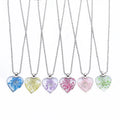 Dropshipping Cheap American Fashion Jewelry  Dried Flower Peach Glass Transparent Gypsophila Heart Dried Flower Women Necklace