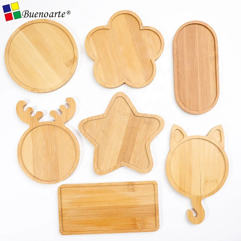 Bamboo Coaster 5 Pcs Flower Star Mosaic Base 1cm Thick Modern Design Room Use for DIY Mosaic Art Craft Kits