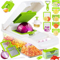 15 in 1 Multifunctional Onion Cutter Fruits Slicer Potatoes Peeler Manual Vegetable Chopper with Hand Protector and Container