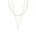 SP Natural Beads Jewelry 18K Gold Plated Stainless Steel Made Double Layered Freshwater Pearl Chain Necklace