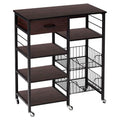 Professional Manufacture Kitchen Furniture Movable Shelf 4 Layer Wooden Multifunction Kitchen Cart with Storage Drawer