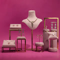 WYP Pink Suede Leather  Jewellery Store Counter Display Props Necklace Ring Bangle Jewelry Display Stand Jewelry Display Sets
