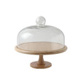 Wood Cake Stand with Glass Dome Cake Display Stand with Glass Lid Dessert Table Decorations Cake Stand