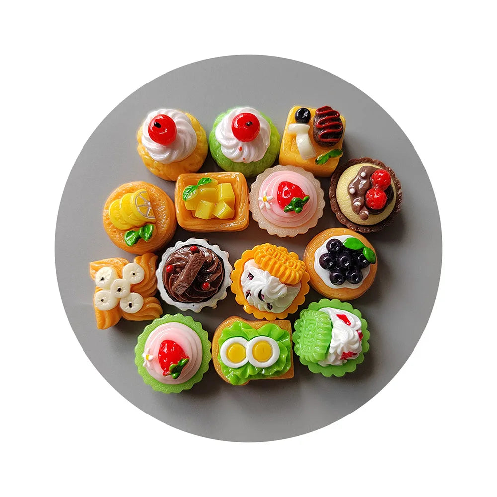 Resin Mini Cartoon 3D Fruit Cake Flat Back Cabochon DIY Jewelry Crafts Decoration Doll House Accessories