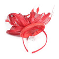 Hot Sale Custom Fashion Ladies Headwear Custom High End Red Sinamay Royal Wedding Fascinator Hat for Women