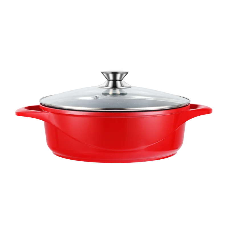 Red Maifan Stone Non Stick Hot Pot Mandarin Duck Pot Large Capacity for Restaurant and Home