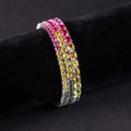 Abiding Charming Shiny Rainbow Tennis Bracelet 925 Silver Colored Lab Grown Sapphire Tennis Chain Bracelets for Girls