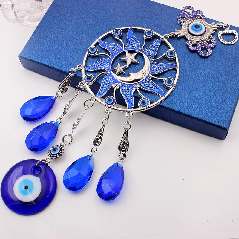 2025 Crystal Wholesale Turkish Blue Evil Eye Pendant Wind Chime Wall Decorations