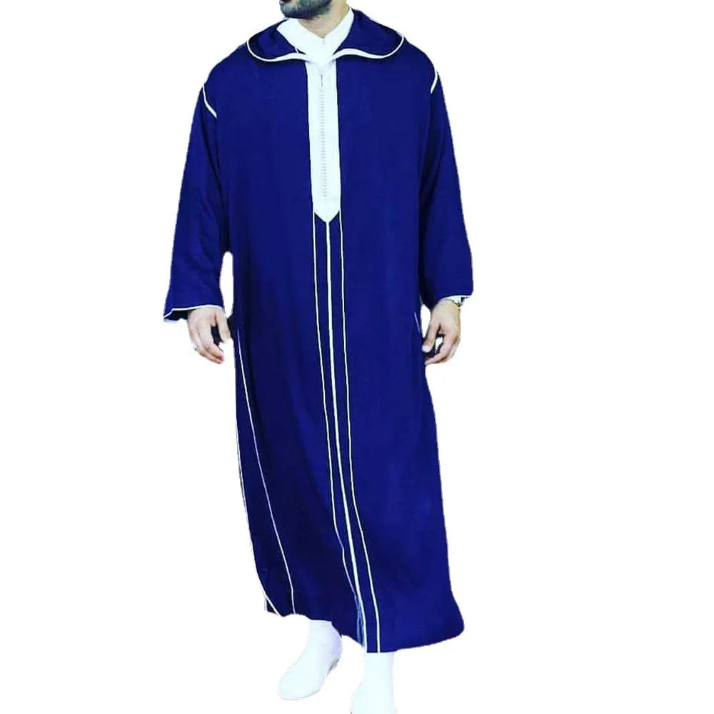 M-4XL Fashion Casual Men's V Neck Robe African Muslim Robe Four Seasons Universal Colored Muslim Robe