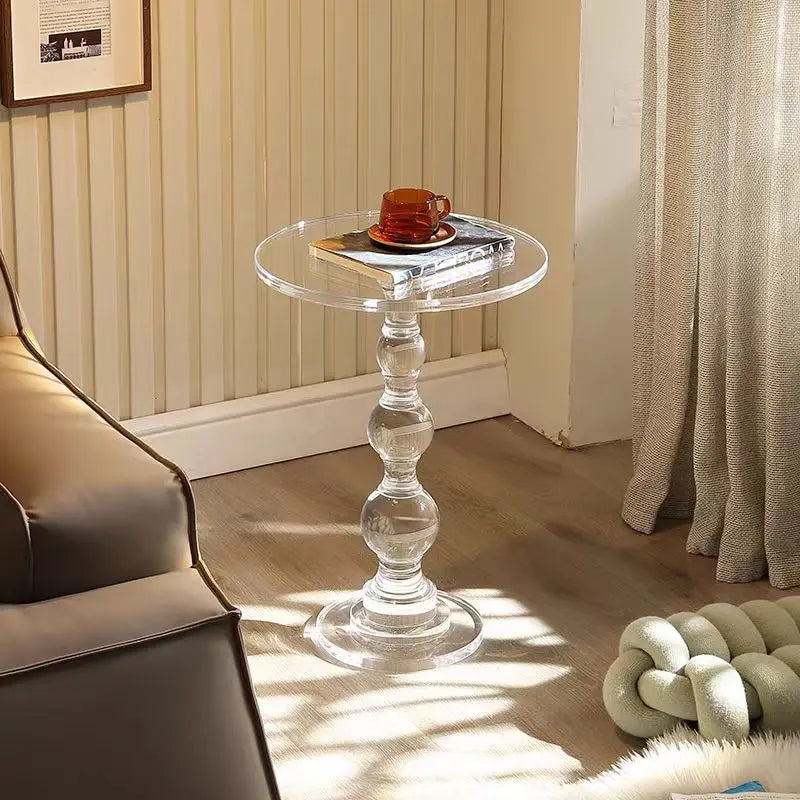 New Acrylic Roman Column Tables Transparent Home Furniture Metal Bedside Table for Living Room Kitchen Coffee Bar Decor