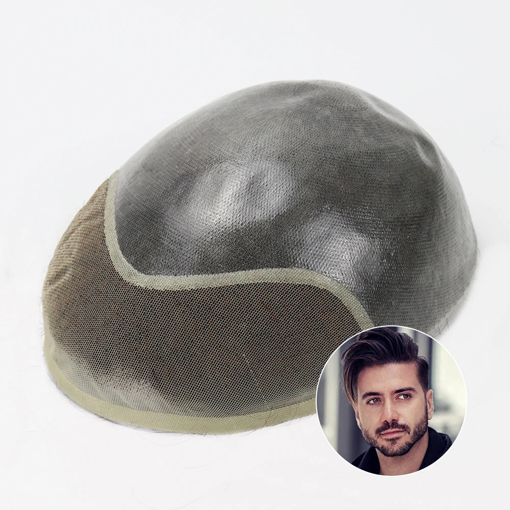 Bio Men Capillary Prothesis Hair Systems 0.06-0.08m Hair Replacement Men Toupee Natural Hairline Remy Hair Wigs