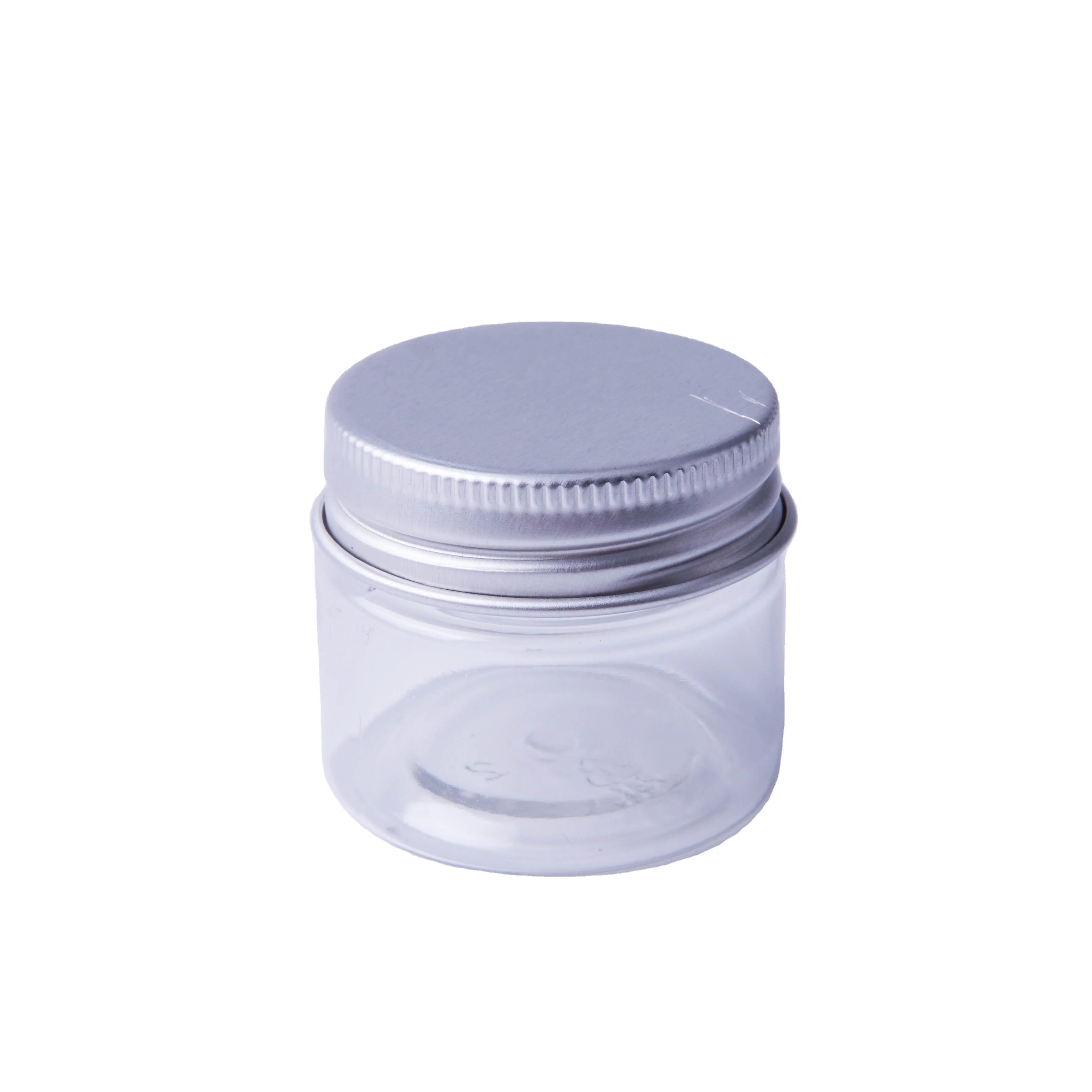 Mini 25ml PET Plastic Cosmetic Cream Empty Jar with 38mm Aluminum Cap for Eye Face Skin Care